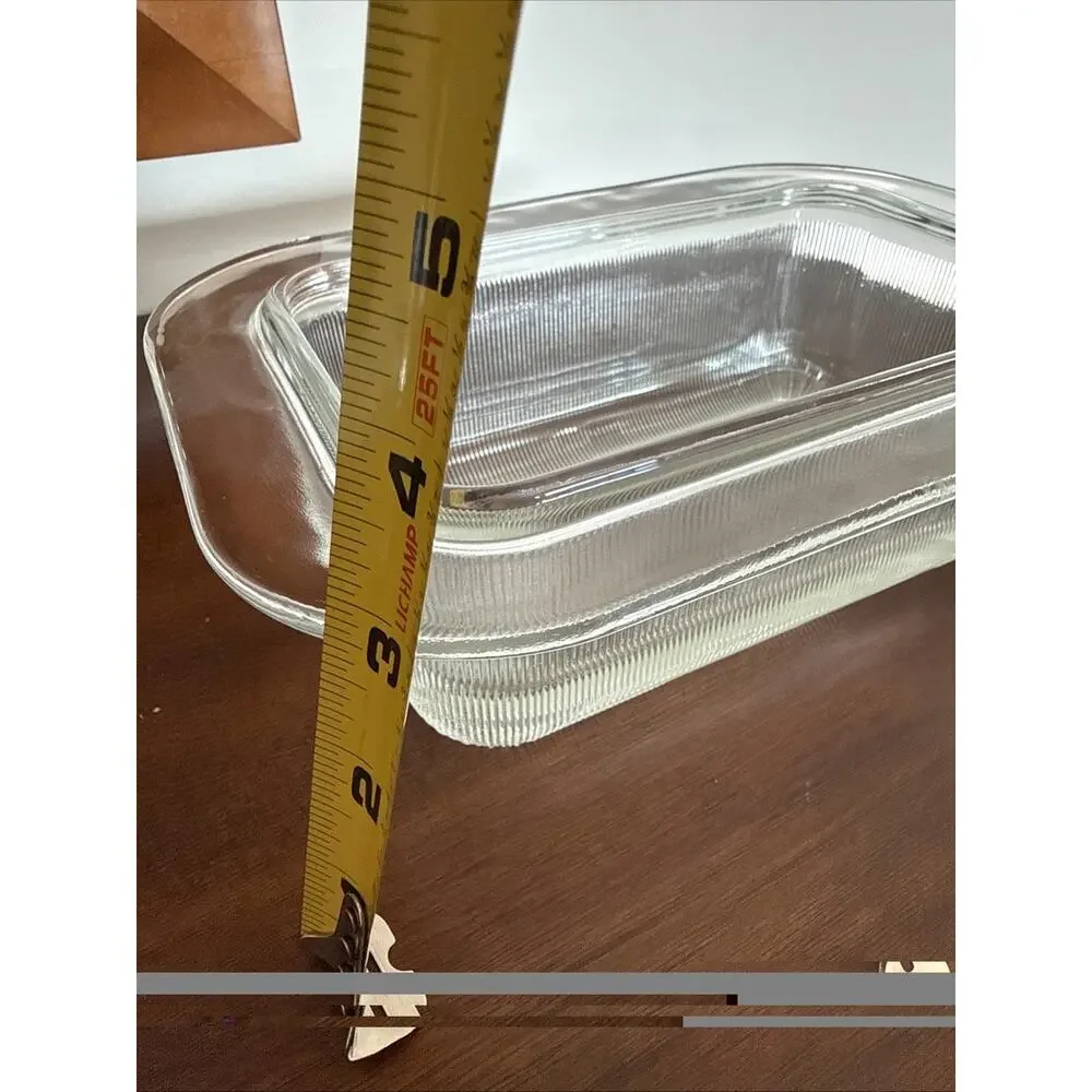 VTG Heller by L&M Vignelli USA Clear Glass Ribbed Loaf Pan Bakeware 9.5